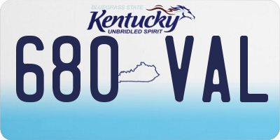 KY license plate 680VAL