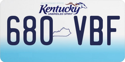 KY license plate 680VBF