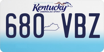 KY license plate 680VBZ