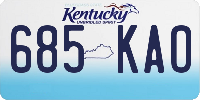 KY license plate 685KAO