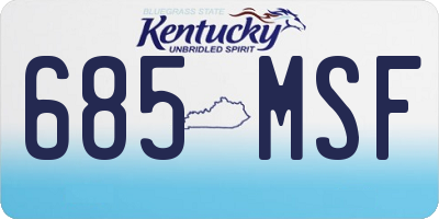 KY license plate 685MSF