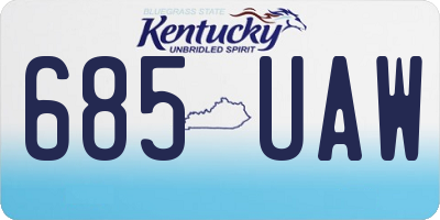 KY license plate 685UAW