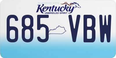 KY license plate 685VBW