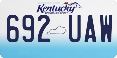 KY license plate 692UAW