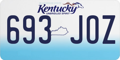 KY license plate 693JOZ