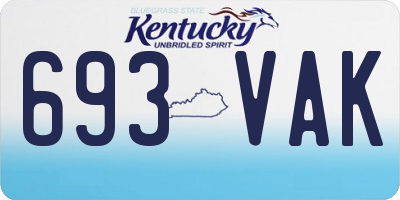 KY license plate 693VAK