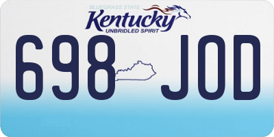KY license plate 698JOD