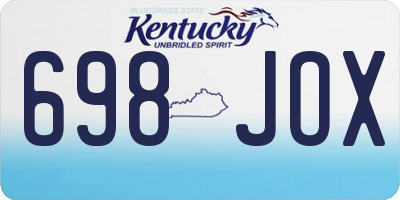 KY license plate 698JOX