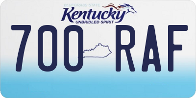 KY license plate 700RAF