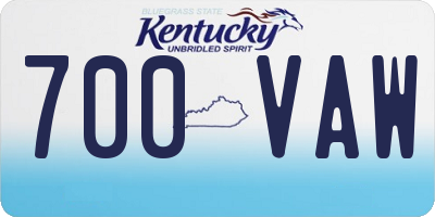 KY license plate 700VAW