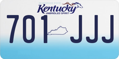 KY license plate 701JJJ