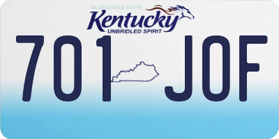 KY license plate 701JOF