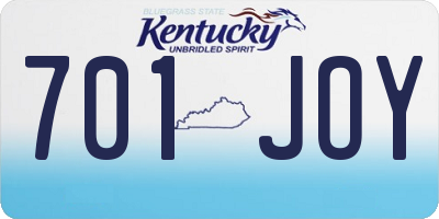 KY license plate 701JOY