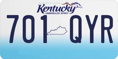 KY license plate 701QYR