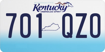 KY license plate 701QZO