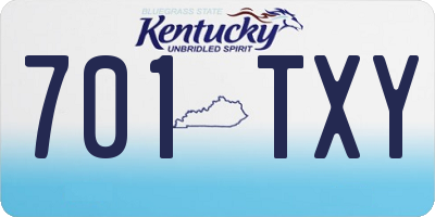 KY license plate 701TXY