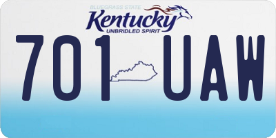 KY license plate 701UAW