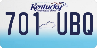 KY license plate 701UBQ