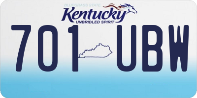 KY license plate 701UBW