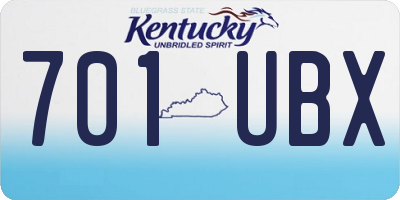 KY license plate 701UBX