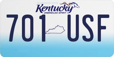 KY license plate 701USF
