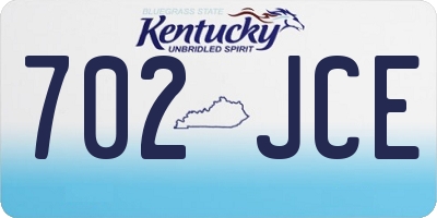 KY license plate 702JCE