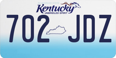 KY license plate 702JDZ