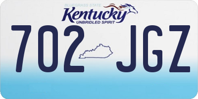 KY license plate 702JGZ