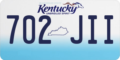 KY license plate 702JII