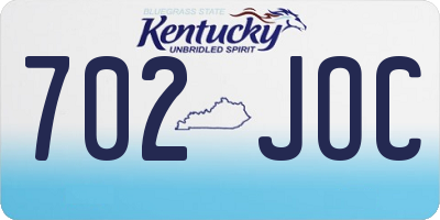 KY license plate 702JOC