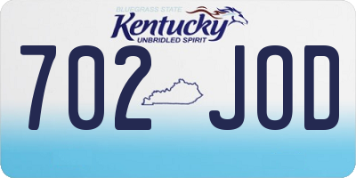 KY license plate 702JOD