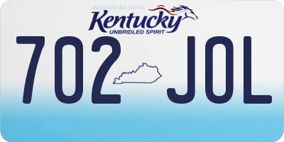 KY license plate 702JOL