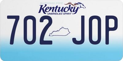 KY license plate 702JOP