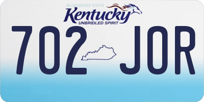 KY license plate 702JOR