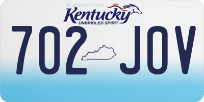 KY license plate 702JOV