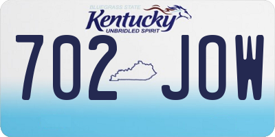 KY license plate 702JOW