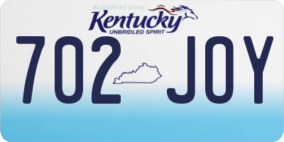 KY license plate 702JOY
