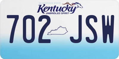 KY license plate 702JSW