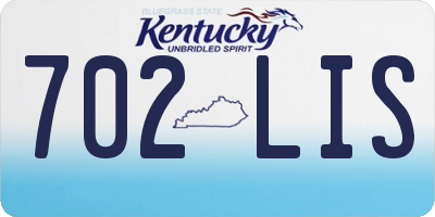 KY license plate 702LIS