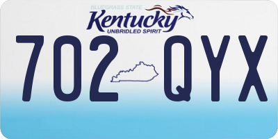 KY license plate 702QYX