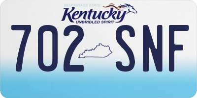 KY license plate 702SNF