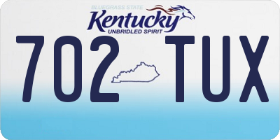 KY license plate 702TUX