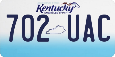 KY license plate 702UAC