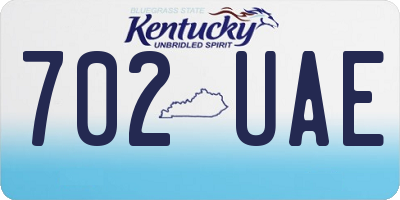 KY license plate 702UAE