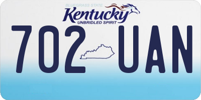 KY license plate 702UAN