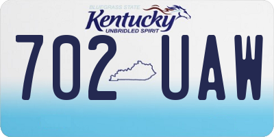 KY license plate 702UAW