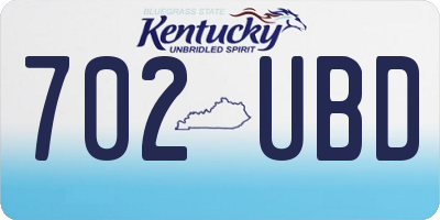 KY license plate 702UBD