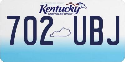 KY license plate 702UBJ