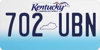 KY license plate 702UBN