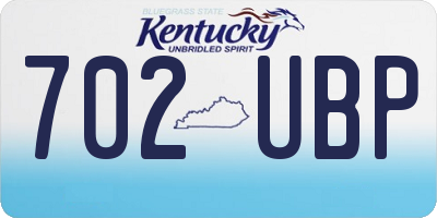 KY license plate 702UBP